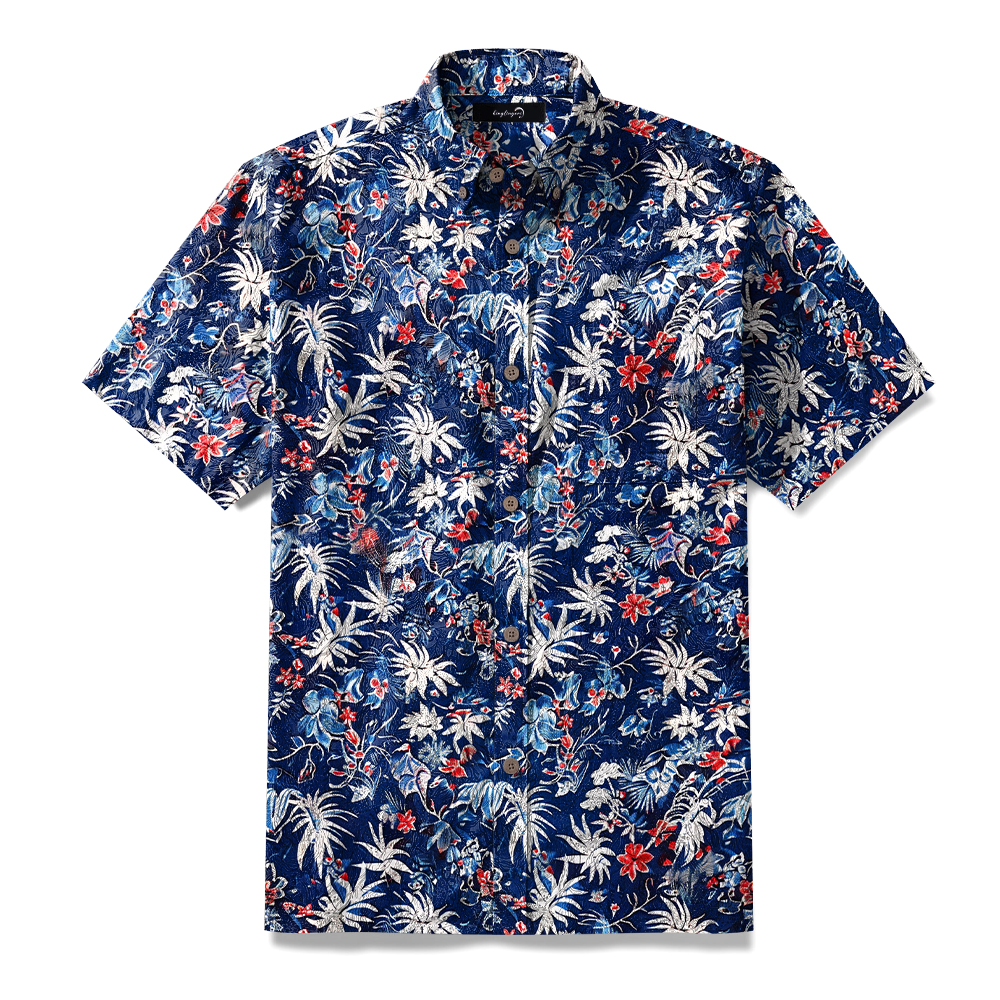 100% Cotton High elasticity Casual Tropical print Men's Holiday Breathable Hawaiian Shirt