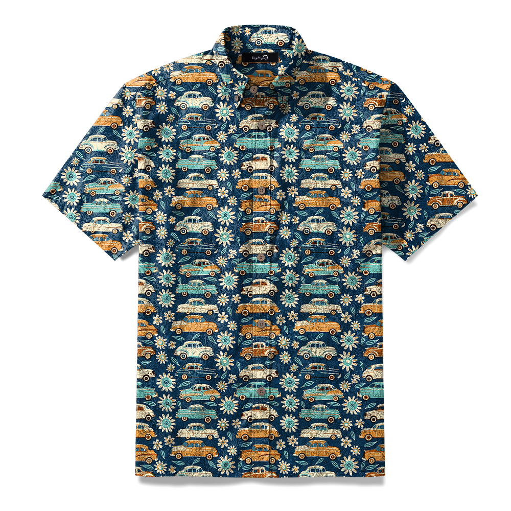 100% Cotton High elasticity Casual Tropical print Men's Holiday Breathable Hawaiian Shirt