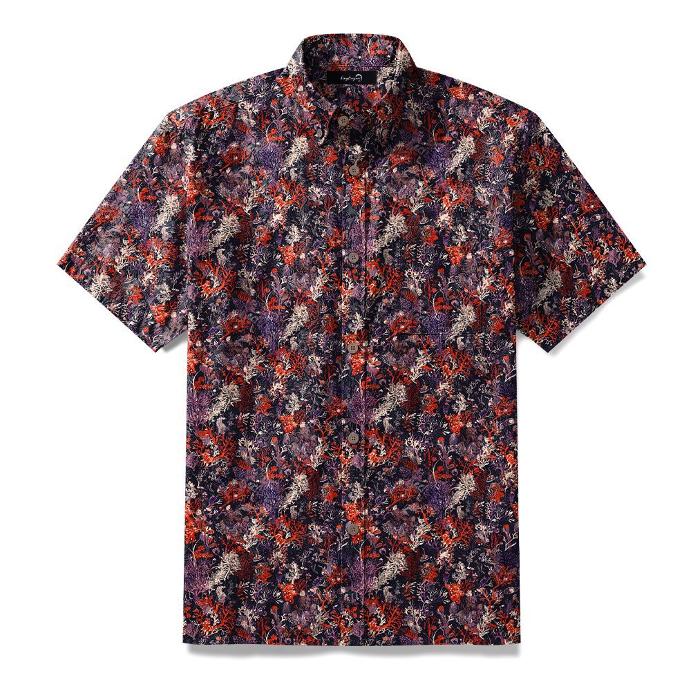 100% Cotton High elasticity Casual Tropical print Men's Holiday Breathable Hawaiian Shirt