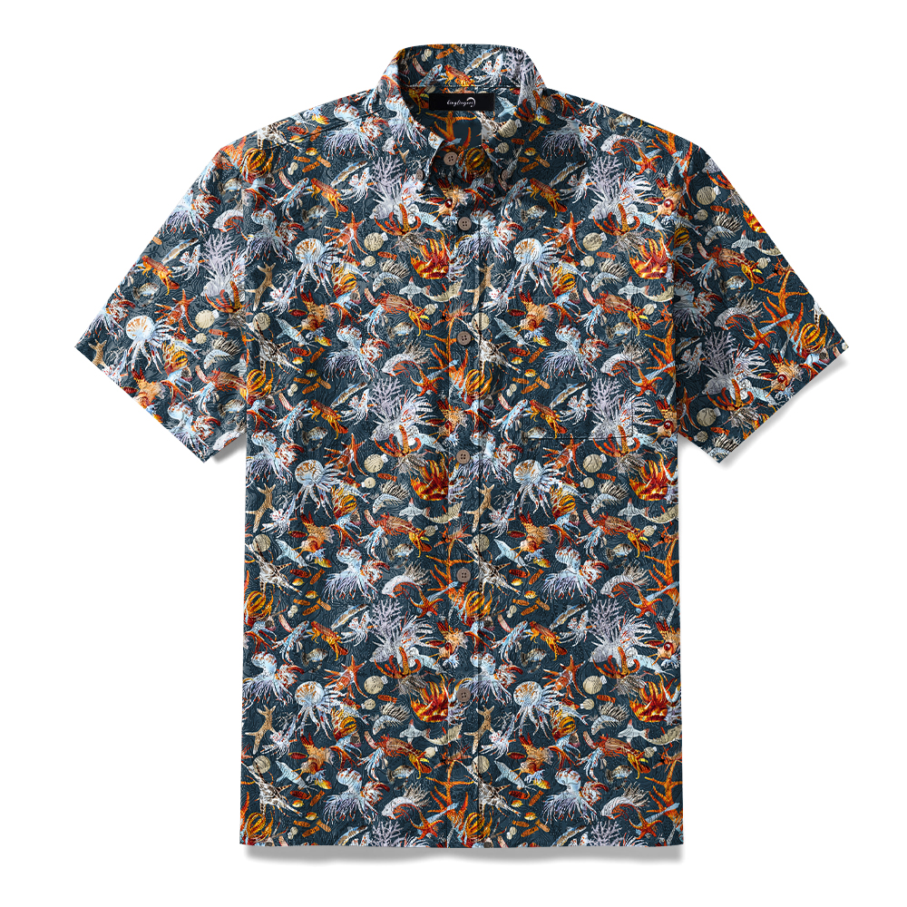 100% Cotton High elasticity Casual Tropical print Men's Holiday Breathable Hawaiian Shirt