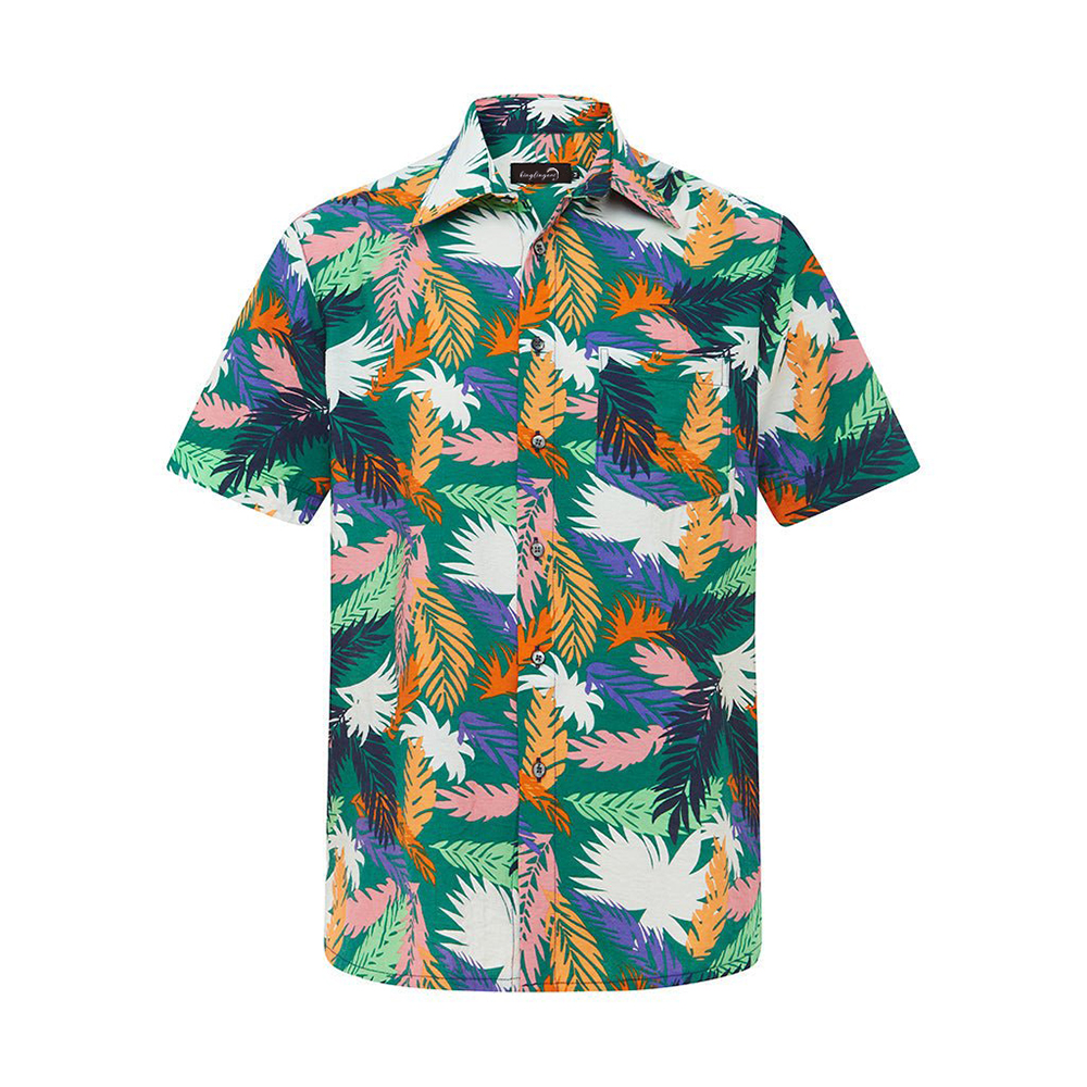Soft High Elasticity Casual Tropical Print Short Sleeve Breathable Shirt