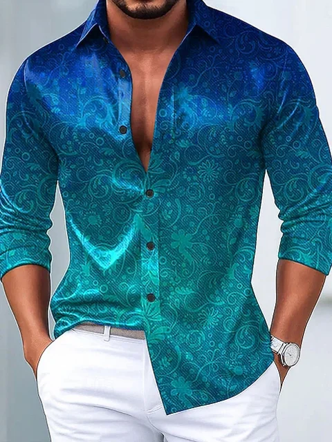 Men's Satin Luxe Long Sleeve Button Down Shirt