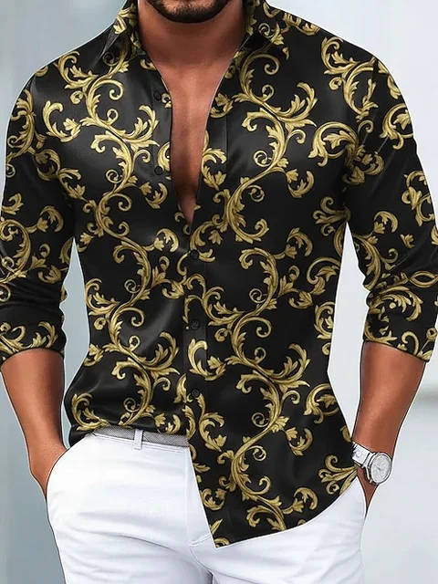 Men's Satin Luxe Long Sleeve Button Down Shirt