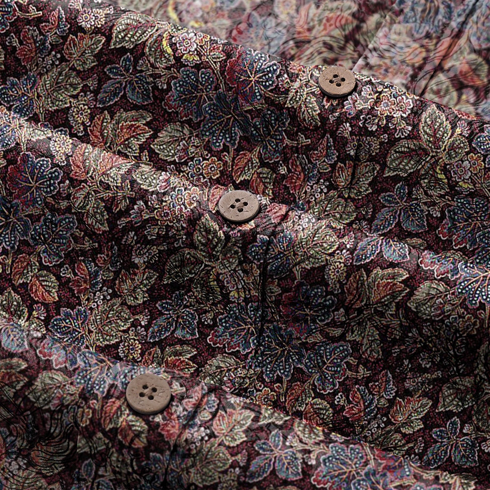 Men's Mid Cotton Button-down Aloha Shirt fashion printed pattern long-sleeved Shirt