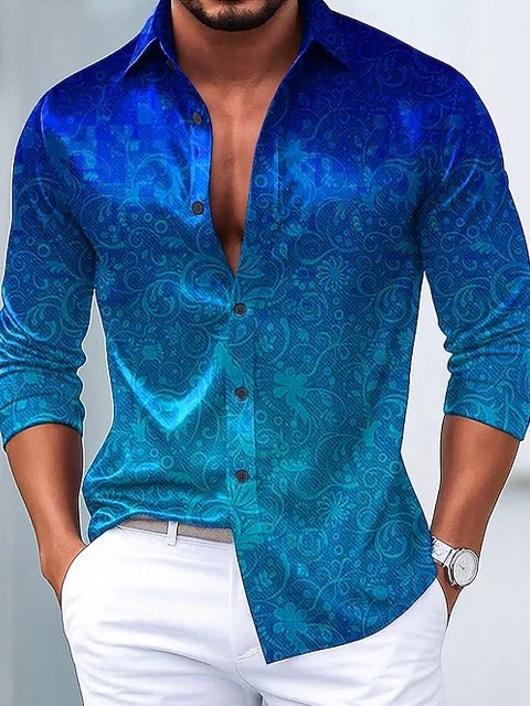 Men's Satin Luxe Long Sleeve Button Down Shirt