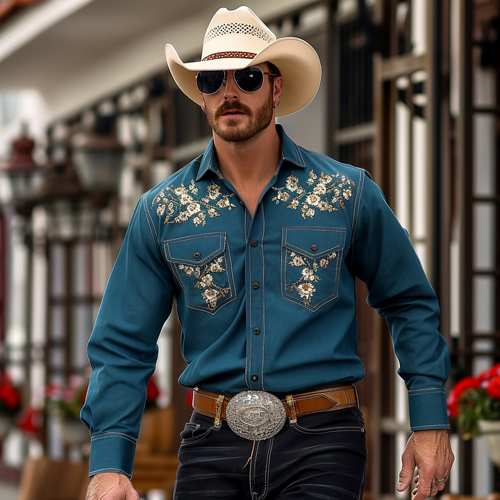 Western Styles Premium unique  Long Sleeve Shirt High Elasticity 