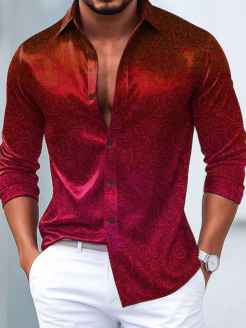 Men's Satin Luxe Long Sleeve Button Down Shirt