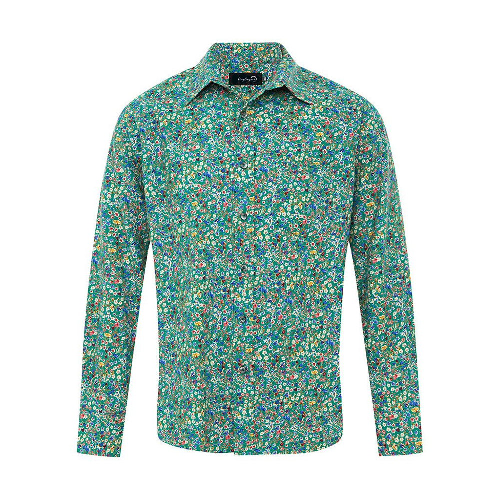 Hawaiian Men's Mid Cotton Button-down Aloha Shirt fashion printed pattern long-sleeved Shirt