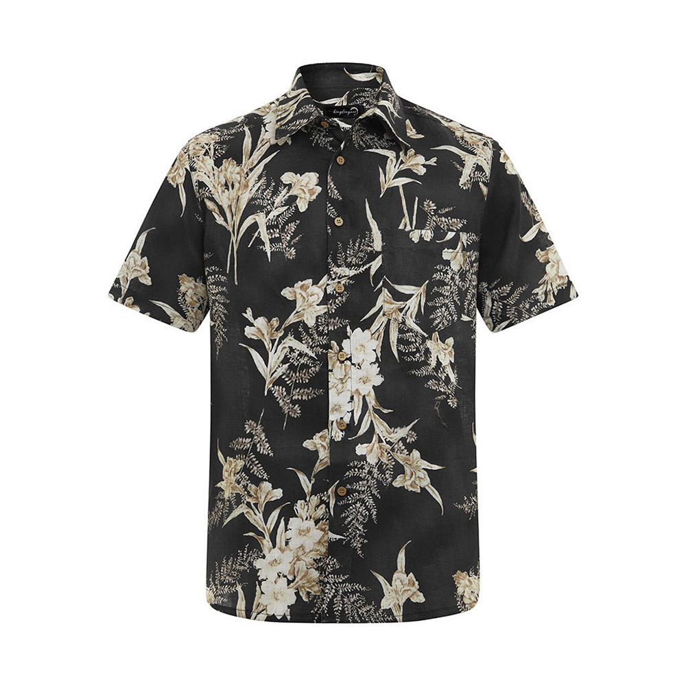 Soft High Elasticity Casual Tropical Print Short Sleeve Breathable Shirt