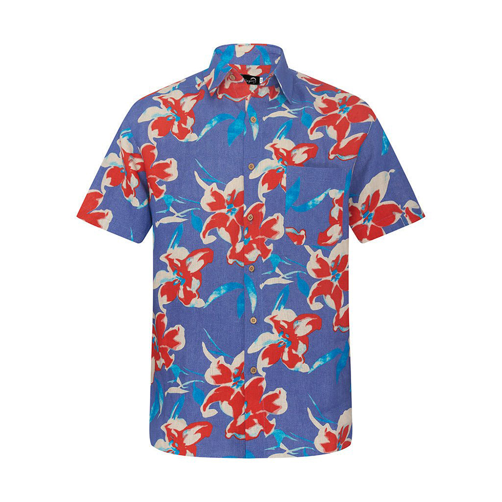 Soft High Elasticity Casual Tropical Print Short Sleeve Breathable Shirt
