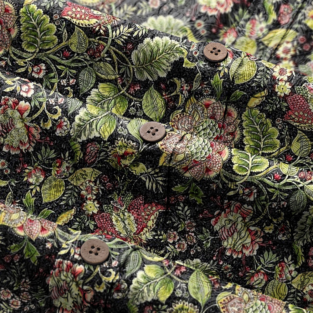 Men's Mid Cotton Button-down Aloha Shirt fashion printed pattern long-sleeved Shirt