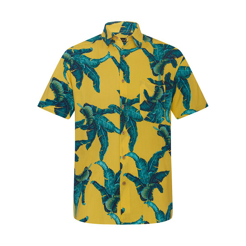 Soft High Elasticity Casual Tropical Print Short Sleeve Breathable Shirt