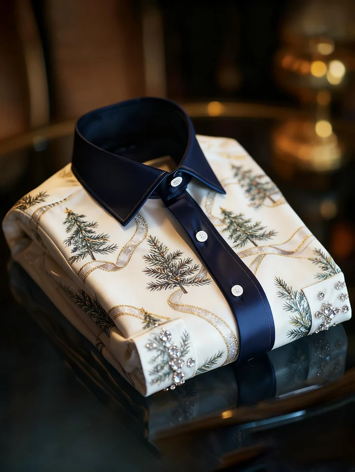 Men's Luxury Christmas Party Long Sleeve Button-Down Shirt
