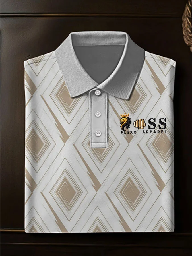 Men's Classic Business Logo Button Short Sleeve Polo Shirt