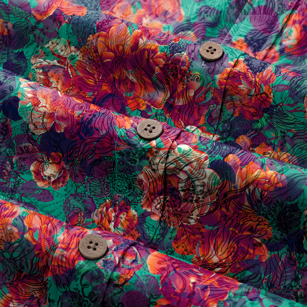 100% Cotton High elasticity Casual Tropical print Men's Holiday Breathable Hawaiian Shirt