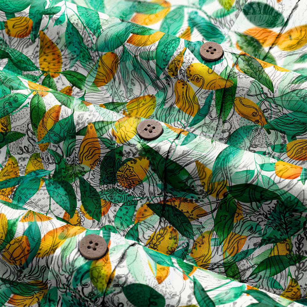 100% Cotton High elasticity Casual Tropical print Men's Holiday Breathable Hawaiian Shirt