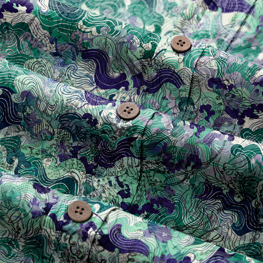 100% Cotton High elasticity Casual Tropical print Men's Holiday Breathable Hawaiian Shirt