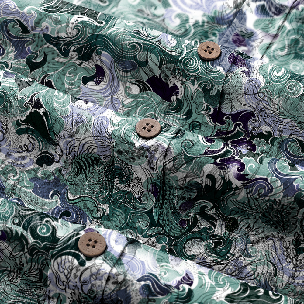 100% Cotton High elasticity Casual Tropical print Men's Holiday Breathable Hawaiian Shirt