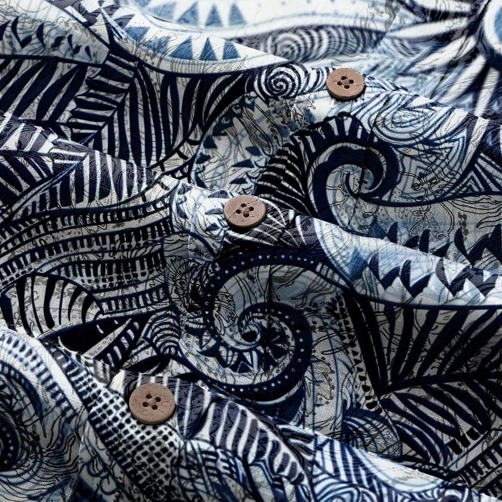 100% Cotton High elasticity Casual Tropical print Men's Holiday Breathable Hawaiian Shirt