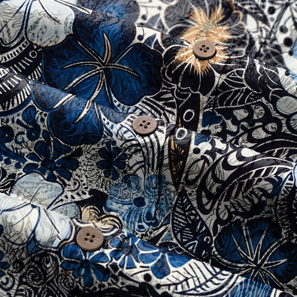 100% Cotton High elasticity Casual Tropical print Men's Holiday Breathable Hawaiian Shirt