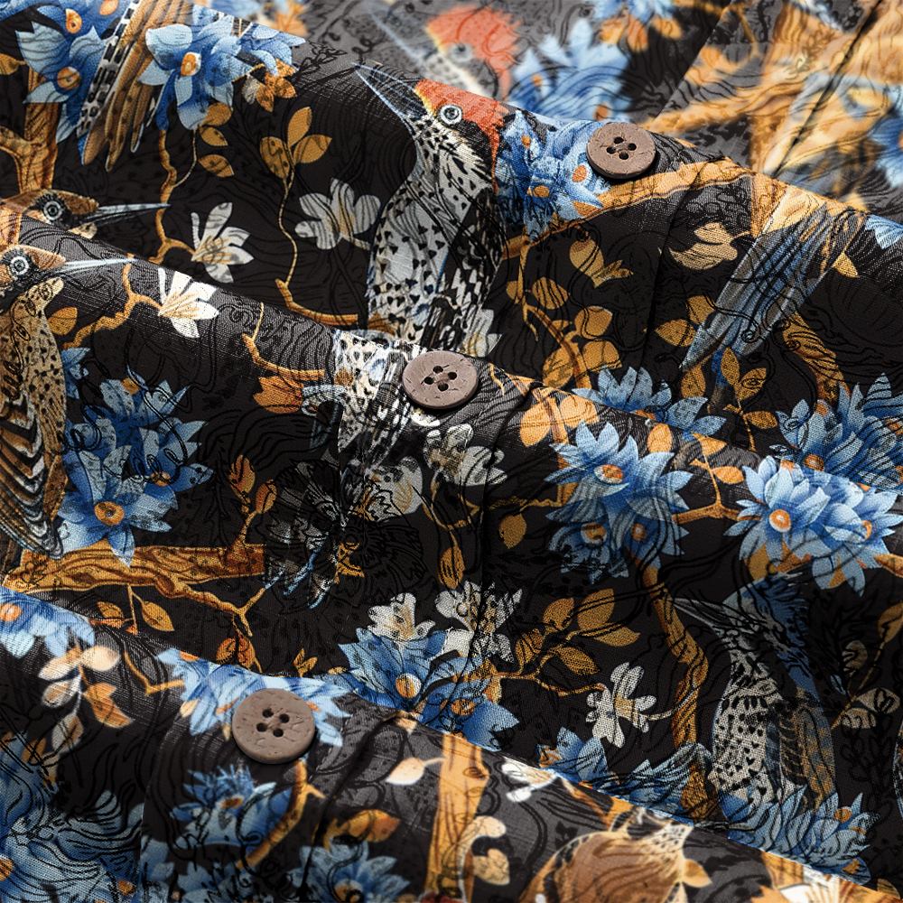 100% Cotton High elasticity Casual Tropical print Men's Holiday Breathable Hawaiian Shirt