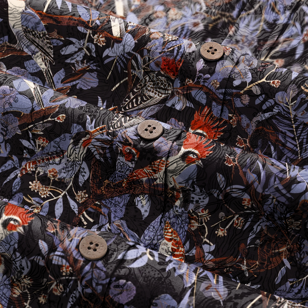 100% Cotton High elasticity Casual Tropical print Men's Holiday Breathable Hawaiian Shirt