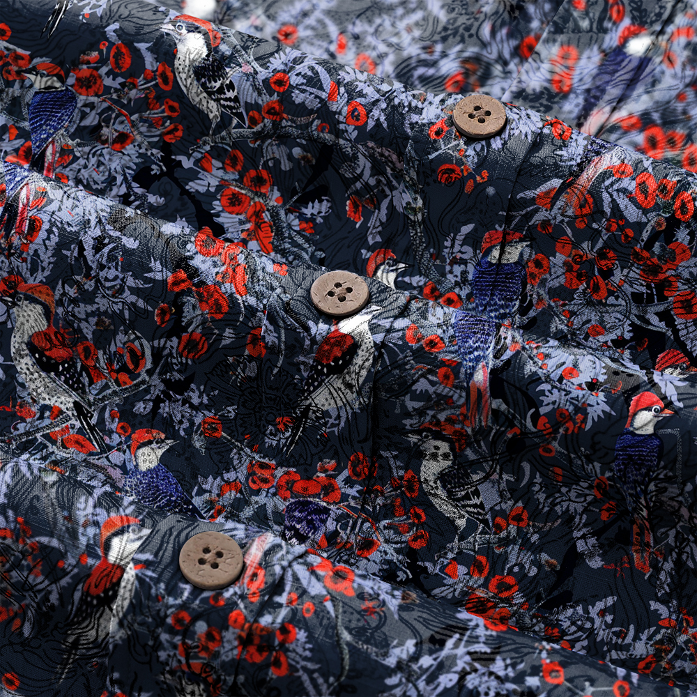 100% Cotton High elasticity Casual Tropical print Men's Holiday Breathable Hawaiian Shirt