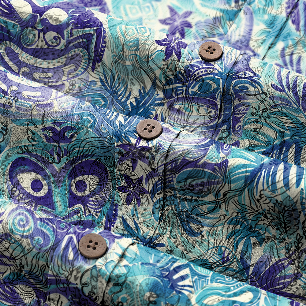 100% Cotton High elasticity Casual Tropical print Men's Holiday Breathable Hawaiian Shirt