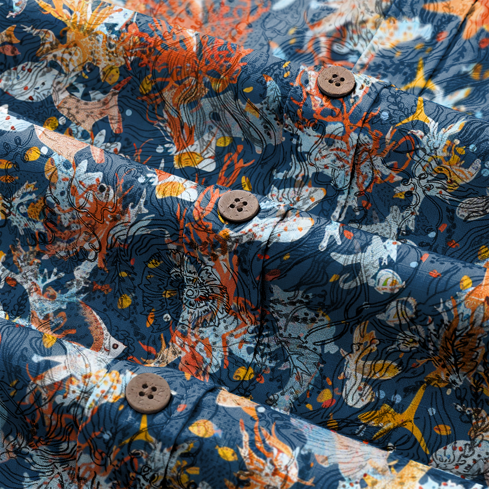 100% Cotton High elasticity Casual Tropical print Men's Holiday Breathable Hawaiian Shirt