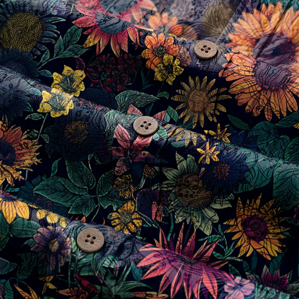 100% Cotton High elasticity Casual Tropical print Men's Holiday Breathable Hawaiian Shirt