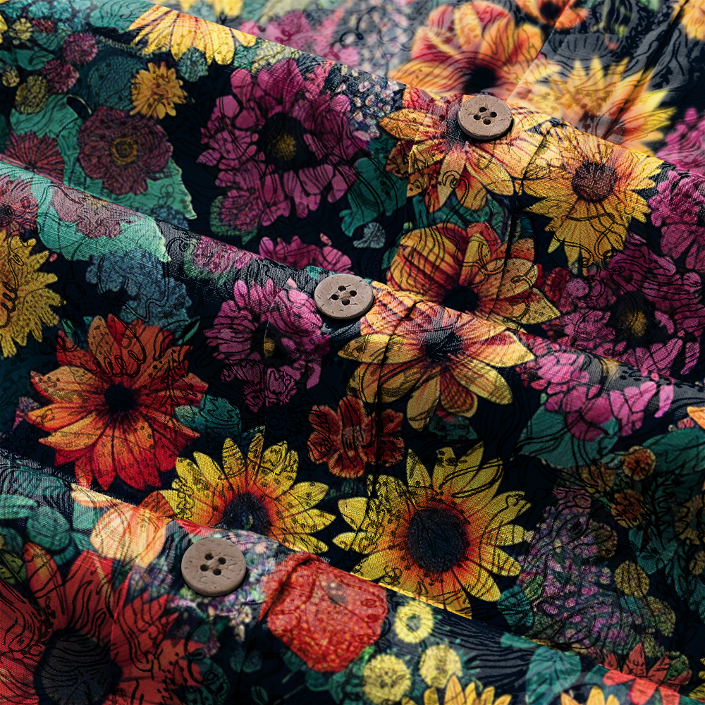 100% Cotton High elasticity Casual Tropical print Men's Holiday Breathable Hawaiian Shirt