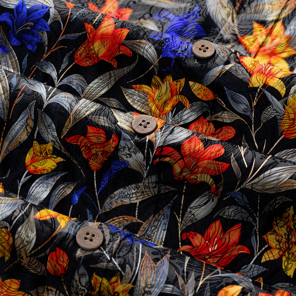 100% Cotton High elasticity Casual Tropical print Men's Holiday Breathable Hawaiian Shirt