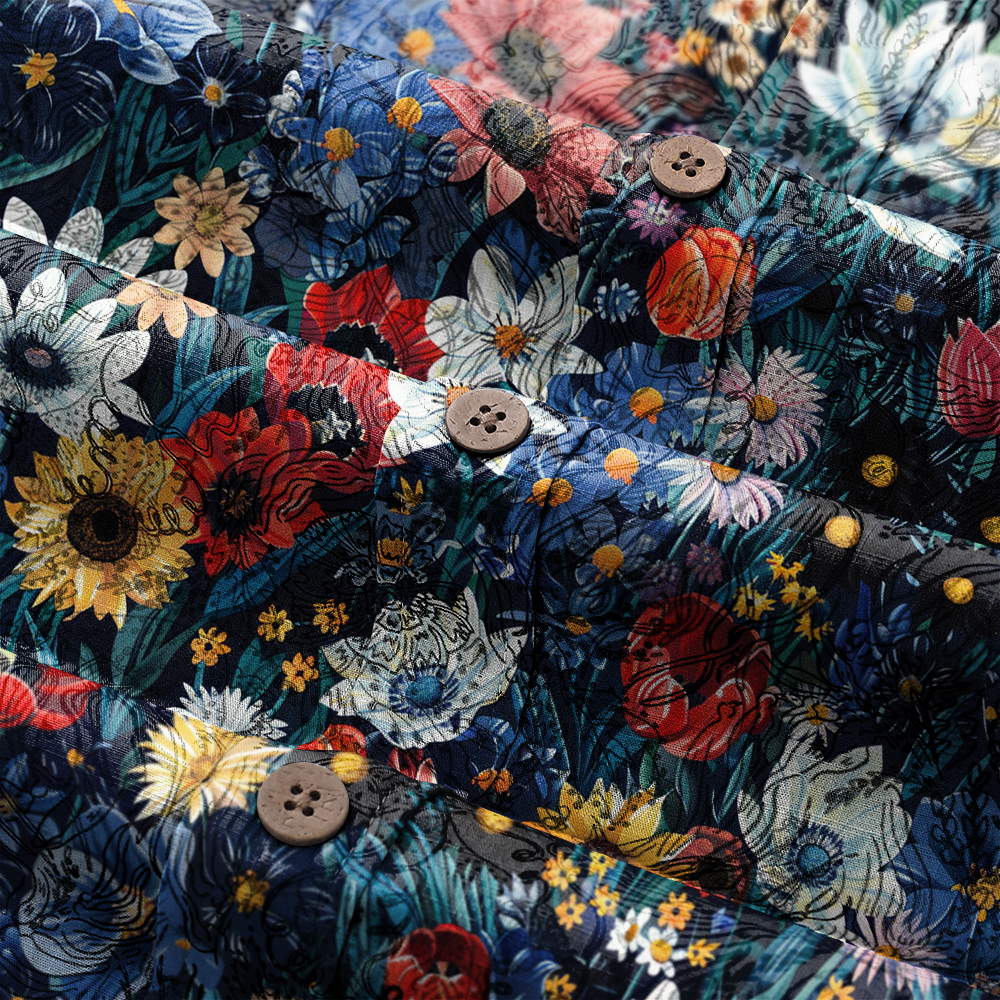 100% Cotton High elasticity Casual Tropical print Men's Holiday Breathable Hawaiian Shirt