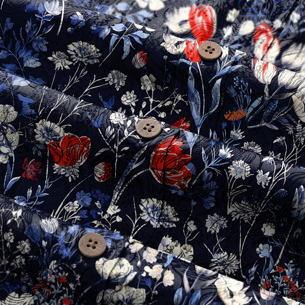 100% Cotton High elasticity Casual Tropical print Men's Holiday Breathable Hawaiian Shirt