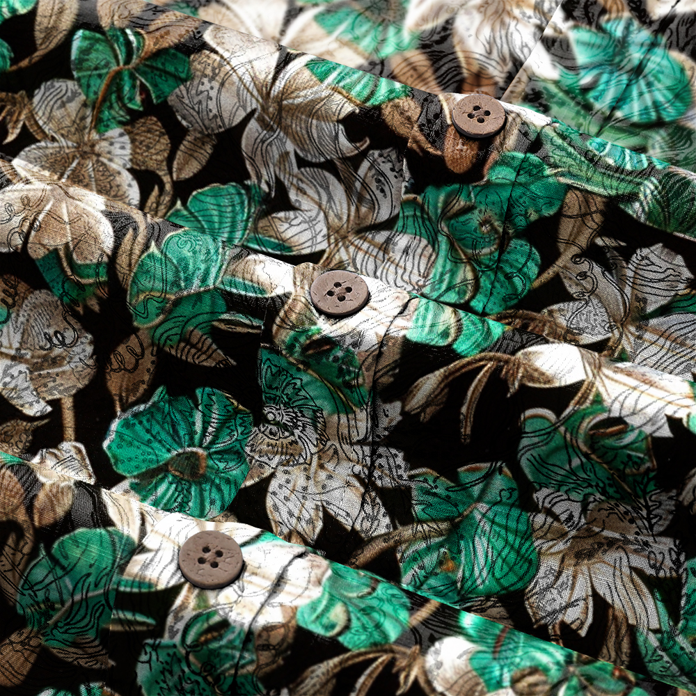 100% Cotton High elasticity Casual Tropical print Men's Holiday Breathable Hawaiian Shirt