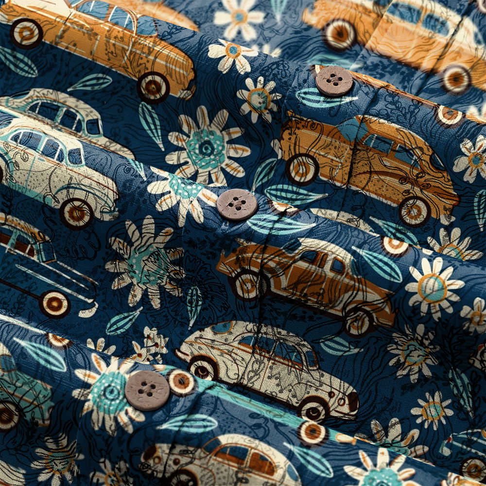 100% Cotton High elasticity Casual Tropical print Men's Holiday Breathable Hawaiian Shirt