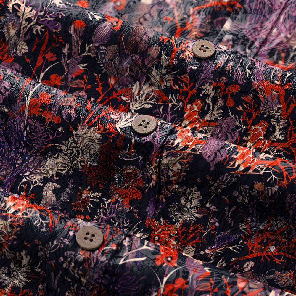 100% Cotton High elasticity Casual Tropical print Men's Holiday Breathable Hawaiian Shirt