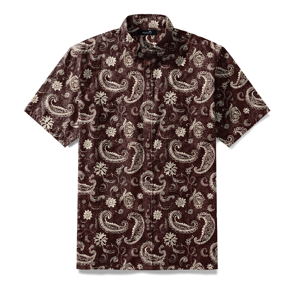 100% Cotton Soft High Elasticity Casual Tropical Print Short Sleeve Breathable Shirt
