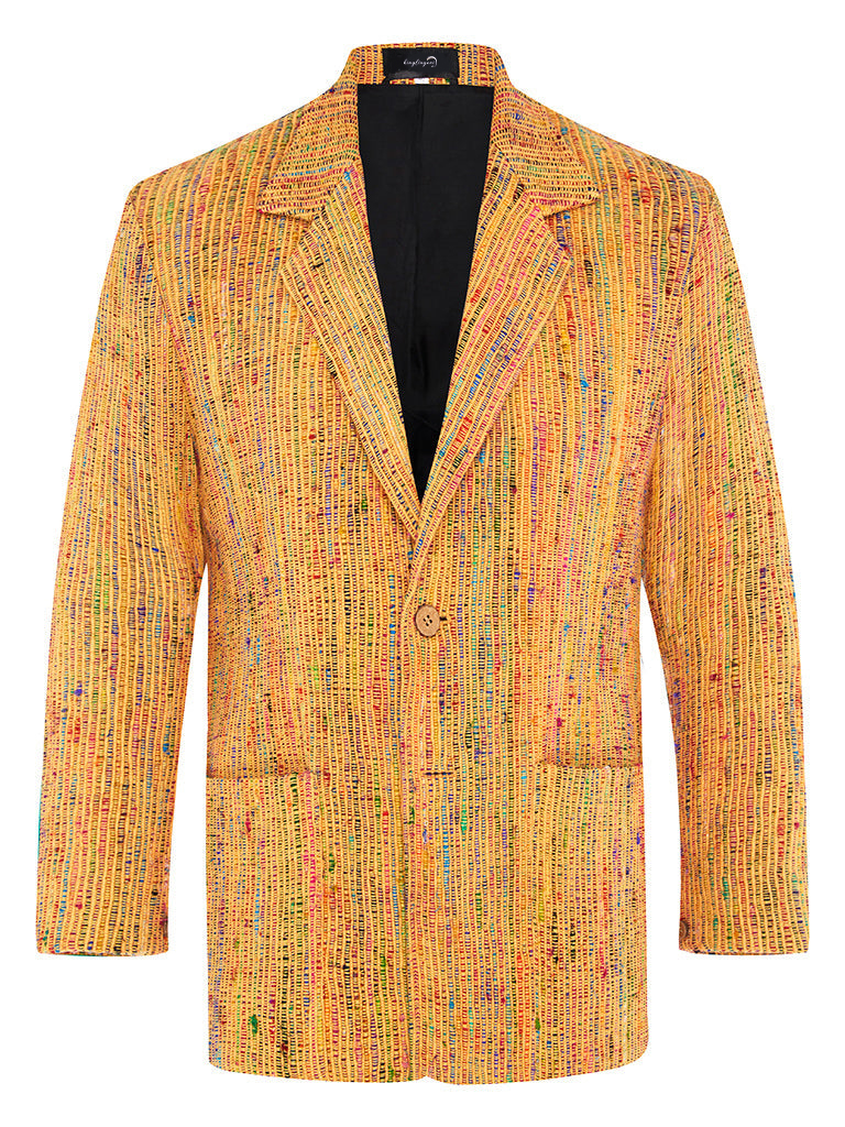 100% Hand Woven Raw Silk Men's Luxury Business Casual Fashion Blazer Suit Jacket