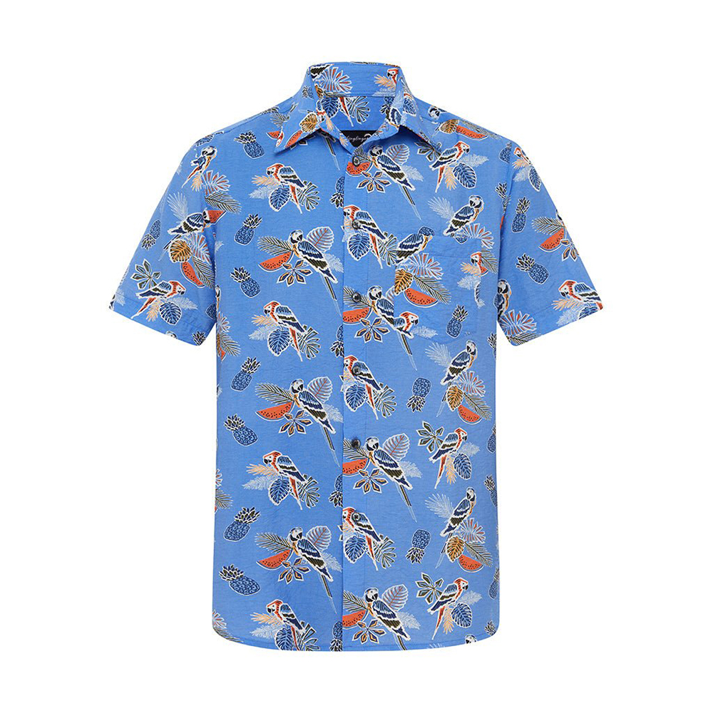 Soft High Elasticity Casual Tropical Print Short Sleeve Breathable Shirt