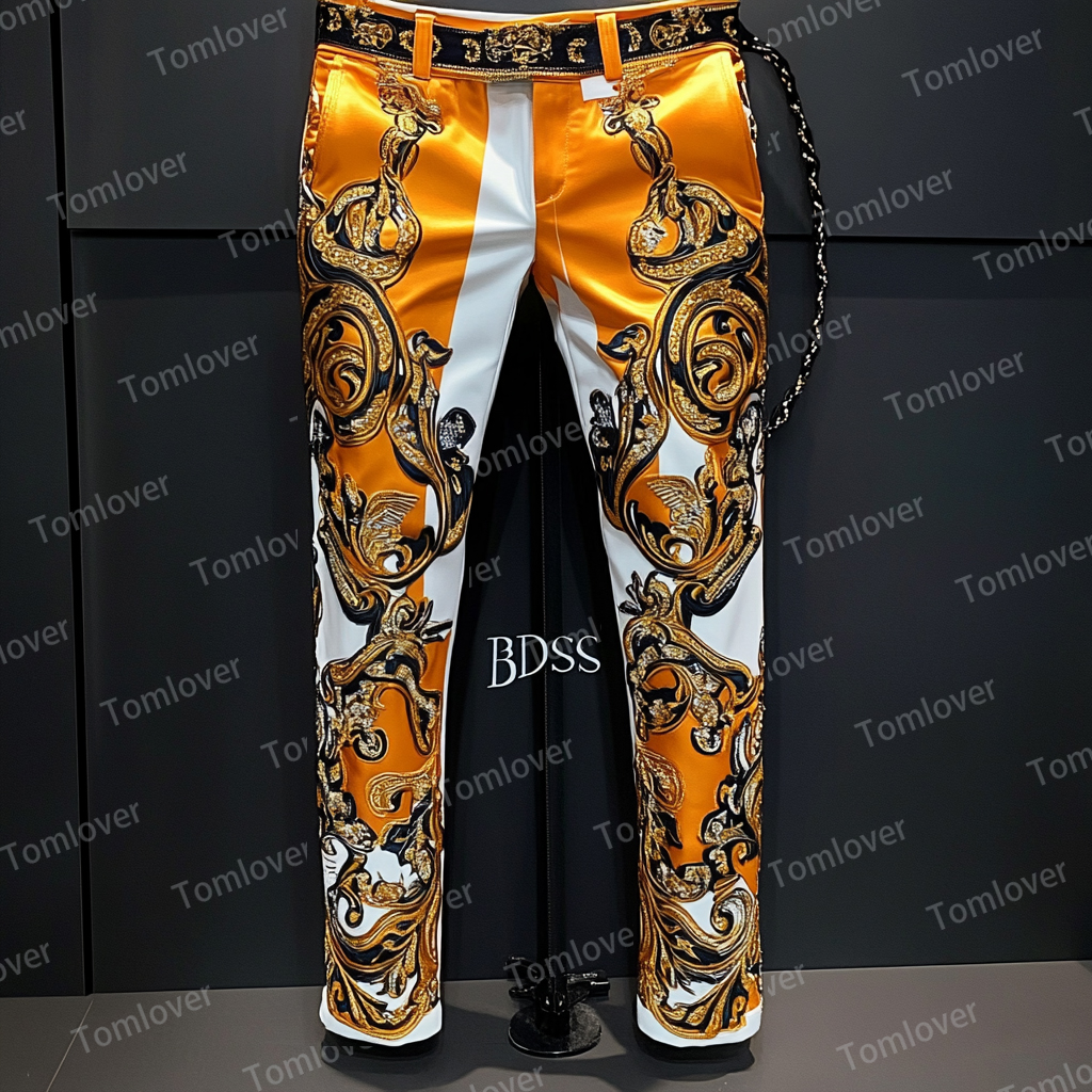 High elastic fabric luxury business casual men's fashion trousers