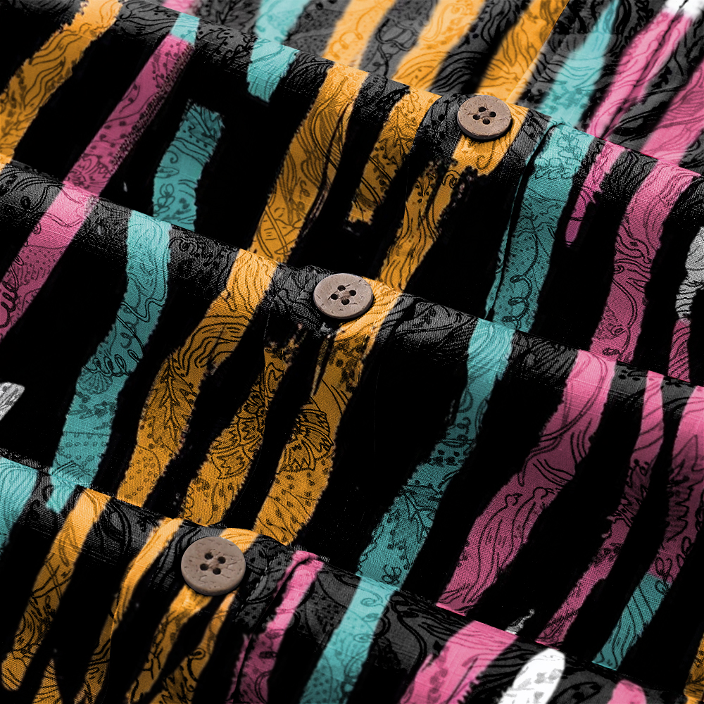 100% Cotton Soft High Elasticity Casual Tropical Print Short Sleeve Breathable Shirt