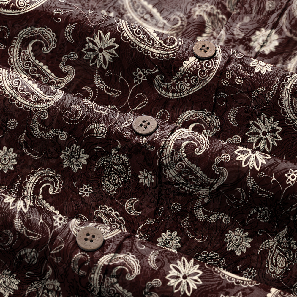 100% Cotton Soft High Elasticity Casual Tropical Print Short Sleeve Breathable Shirt