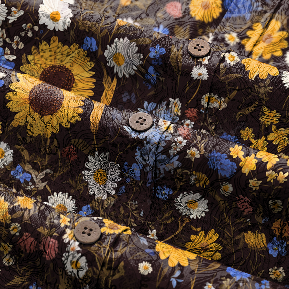 100% Cotton Soft High Elasticity Casual Tropical Print Short Sleeve Breathable Shirt