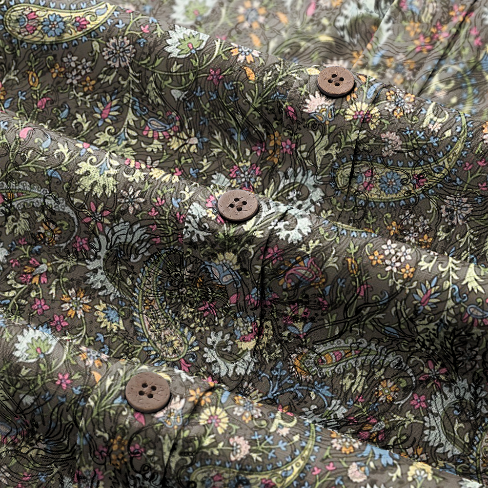 Men's Mid Cotton Button-down Aloha Shirt fashion printed pattern long-sleeved Shirt