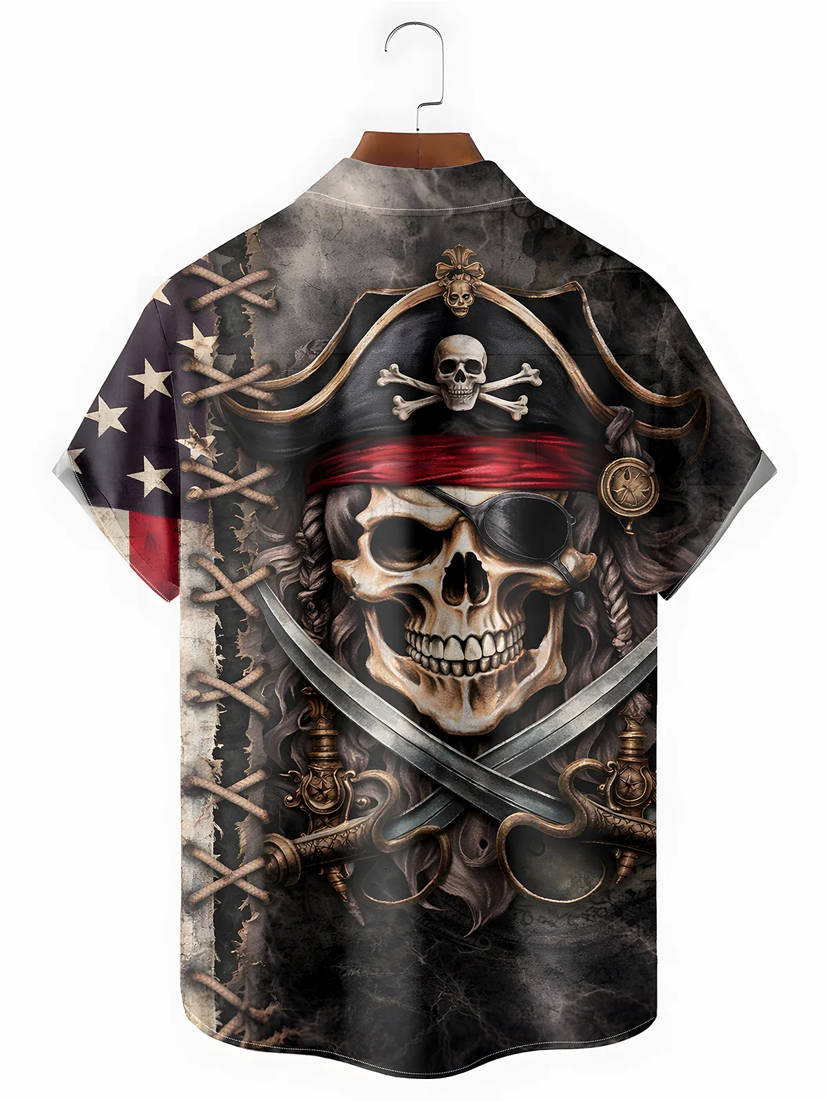 Soft High Elasticity Casual Regular Independence Day American Flag Hawaiian Shirt