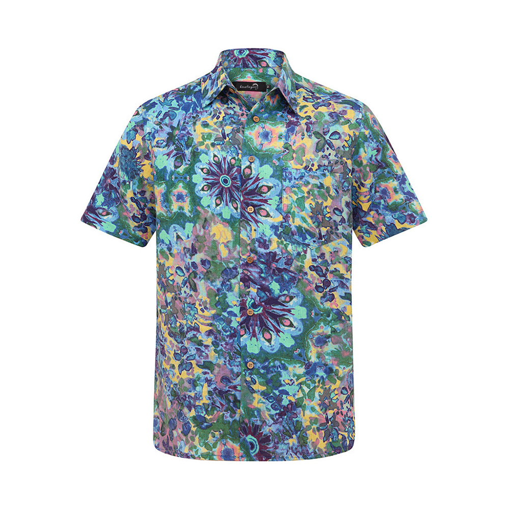 Soft High Elasticity Casual Tropical Print Short Sleeve Breathable Shirt