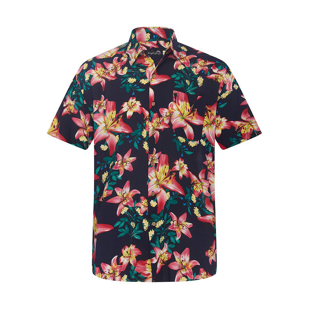 Soft High Elasticity Casual Tropical Print Short Sleeve Breathable Shirt