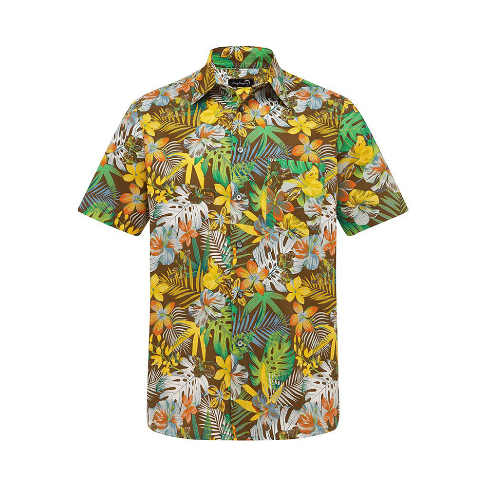 Soft High Elasticity Casual Tropical Print Short Sleeve Breathable Shirt