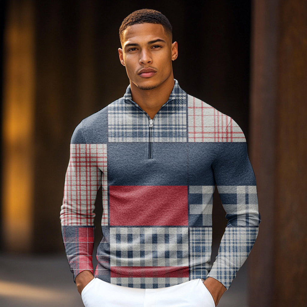 Luxe Men's Fashion Stand Collar Cardigan Sweater Knit Jacket